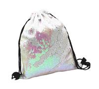 FOYTOKI Sequin Drawstring Backpack Reversible Polyester Practical String Bag for Festivals and Shopping 17.72x14.17x0.79 Inch