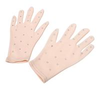 FOYTOKI Sequin Figure Skating Gloves for Women Opaque Skin Tone Performance Gloves with Rhinestone Decoration for Ice Skating Shows