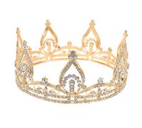 FOYTOKI Shiny Rhinestone Crown Headband for Bride Round Princess Tiara Wedding Hair Accessory with Luxurious Sparkle European Style Bridal Headpiece for Prom Masquerade Birthday Festival