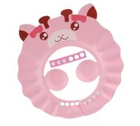 FOYTOKI Shower Cap, Waterproof Eva Hair Washing Shield Ear Protection, Adjustable Pink Cartoon Deer Bath Hat for Hair Shampoo and Bath Safety