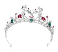FOYTOKI Silver Reindeer Antler Tiara Adorned with Sparkling Rhinestones and Luxurious Pearl Embellishments, Comfortable Zinc Alloy and Plastic Headband Crown for Festive Gatherings