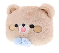 FOYTOKI Soft and Comfortable Plush Car Seat Headrest Pillow with Removable Cover Featuring Bow and Bear Embroidery Designs for Travel Use in Vehicles