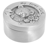 FOYTOKI Stainless Steel Fetal Hair Keepsake Box, Round Silver Keepsake Tin for Baby First Hair, Practical Small Object Holder for Nursery or Christening Gift