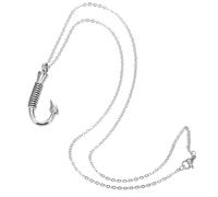 FOYTOKI Stainless Steel Fishing Hook Ashes Necklace Memorial Urn Jewelry Keepsake Pendant Unisex Cylinder Cremation Ashes Necklace for Women