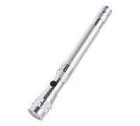 FOYTOKI Telescopic Magnet Flashlight with 3 LEDs Flexible Aluminum Alloy Magnetic Pickup Tool Silver Portable Handheld Torch for DIY Repair and Camping