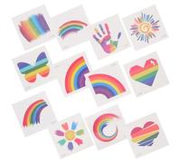 FOYTOKI Temporary Tattoos Stickers with Patterns and Quick Transfer Water Transfer Sticker 24pcs Rainbow for Body and Face, for Parades and Pride Celebrations