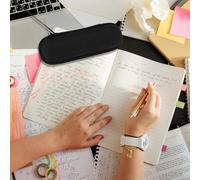 FOYTOKI Translation Pen Organizer Pencil Case Bag for Students Teachers Portable Stationery Storage with Zippered Closure Black Extended Version