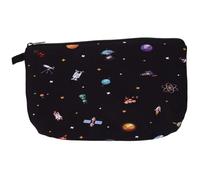 FOYTOKI Travel Toiletry Bag Large Cosmetic Pouch with Astronaut Pattern Lipstick Storage Portable Makeup Organizer for Flight Attendant Essentials and Travel