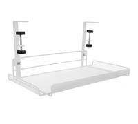 FOYTOKI Under Desk Storage Office Organizer Hanging Basket Adjustable Iron White for Office Workspace Organization