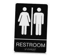 FOYTOKI Unisex Restroom Sign Acrylic Self-adhesive Bathroom Sign for All Users Gender Neutral Design Easy Installation for Office Public Toilets
