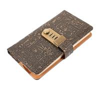 FOYTOKI Vintage A6 Notebook with Lock, 200-Page Thick Multi-Function Journal Planner for Students and Travel, Imitation Leather Password Diary Writing Notepad