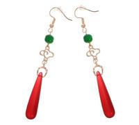 FOYTOKI Vintage Chinese Style Dangle Earrings with Red Gemstones and Cloud Pendants Metal Craftsmanship Elegant Waterdrop Design for Women Traditional and Cosplay Jewelry