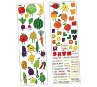 FOYTOKI Wall Decal Cartoon Alphabet Stickers with Cute Fruit and Vegetable Patterns PVC Learning Aid Resistant to Tear and Wear Assorted Colour Classroom Bulletin Boards Decoration