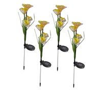 FOYTOKI Waterproof Solar LED Narcissus Flower Light 4 Forks White Yellow Energy Efficient Pin Lamp for Garden Lawn Pathway