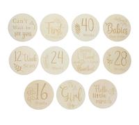 FOYTOKI Weekly Sign Creative Beige Design 11 Pcs Pregnancy Journey Markers Wooden Double Sided Photo Props Easy to Carry for Graduation Period for Baby Showers and Maternity Parties