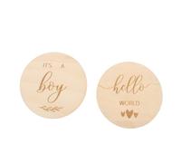 FOYTOKI Wooden Growth Commemorative Cards 2pcs Set, Photo Props 10cm Round Natural Wood Discs for Newborn Celebration and Monthly Keepsake