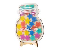 FOYTOKI Wooden Star Reward Jar for Classroom Training Rewards Jar DIY Decorative Storage for Chores Behavior Charts Fun Engaging Learning Tool