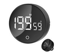 Foyucool 199 Minute Digital Kitchen Timers, Large LED Display Visual Timers, 2 in 1 Magnetic & Standable Countdown Countup Timer, 3 Adjustable Volume, for Cooking, Study, Exercise, Black