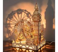 Foyucool 3D Wooden Puzzle Big Ben & Ferris Wheel with LED Lights