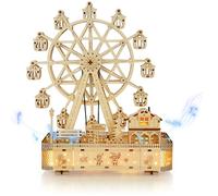 Foyucool 3D Wooden Puzzle for Adults, DIY Ferris Wheel with Music Box Model Kit, Creative Assembly Model Building Kits to Build for Adults and Teens, DIY Assembly Puzzle for Father's Day