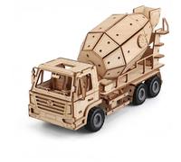 Foyucool 3D Wooden Puzzles for Adults, Mechanical Car Model Kits to Build, DIY Pull-Back Vehicle Construction Set, Creative Birthday for Teens Men (Mixer Truck)