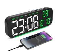 Foyucool Alarm Clock Mains Powered, Digital Alarm Clocks Bedside with Battery Backup, 4 Levels Brightness Dimmer, Ambient Night Light, Dual Alarms, Timer, USB Charger for Heavy Sleepers