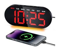 Foyucool Digital Alarm Clock, 7" Large LED Display Bedside Clock