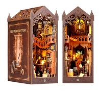 Foyucool DIY Book Nook Kit, Miniature Dollhouse Bookshelf Insert with LED Light, 3D Wooden Puzzle Bookend Insert, Perfect for Teens and Adults, Magic Book