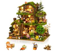 Foyucool DIY Miniature House Kit for Adults, Tiny House with LED & Music | Cozy Home Decor Craft Kit, Unique Gift for Christmas, Birthdays, Mother's & Valentine's Day, Treehouse