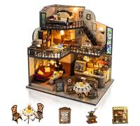 Foyucool DIY Miniature House Kit for Adults, Tiny House with LED & Music | Cozy Home Decor Craft Kit, Unique Gift for Christmas, Birthdays, Mother's & Valentine's Day, Serendipity Café