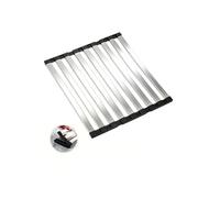 Foyucool Foldable Dish Drainer Rack, Space Saving Collapsible Food-Grade Stainless Steel Dish Drying Rack with Non-Slip Silicone Pads, Kitchen Sink & Countertop Organiser, 42 x 32.5 cm