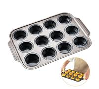 Foyucool Foldable Silicone Muffin Trays, 12 Cups Cupcake Tray, Press to Release, Non-Stick Silicone Muffin Cup, Food Grade Cupcake Baking Moulds, Cupcake Mold for Egg Muffin, Cake, Bread, Grey