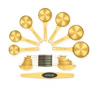 Foyucool Measuring Cups and Spoons Set of 15, 7 Dual Sided Magnetic Measuring Spoons, 7 Stainless Steel Heavy Duty Measuring Cups, 1 Leveler, Weighing Dry and Liquid Ingredients, for Cooking, Baking