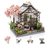 Foyucool Miniature House Kit for Adults, Sakura Greenhouse, DIY Diorama Model Building with Furniture, Creative Craft Kit for Bookshelf Decoration, Unique Gift for Birthday, Mother's Day