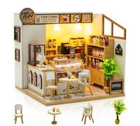 Foyucool Miniature House Kit for Adults, Tea House Cottage, DIY Diorama Model Building with Furniture, Creative Craft Kit for Bookshelf Decoration, Unique Gift for Birthday, Mother's Day