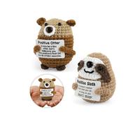 Foyucool Positive Crochet Animals 2-Pack, Sloth & Otter for Emotional Support, Funny Inspirational Gifts for Women & Men, Cute Stress Relief Decor for Birthday, Exam, Office