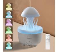Foyucool Rain Cloud Humidifier, Essential Oil Diffuser with 7 Colors Light, Timing 2/4/8H and Waterless Auto-Off, Simulate Falling Raindrops and Autorotation, for Home, Yoga and Relaxing, White