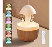 Foyucool Rain Cloud Humidifier, Essential Oil Diffuser with 7 Colors Light, Timing 2/4/8H and Waterless Auto-Off, Simulate Falling Raindrops and Autorotation, for Home, Yoga and Relaxing, Woodgrain