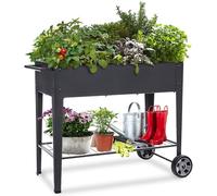 FOYUEE Raised Planter Box with Legs Outdoor Elevated Garden Bed On Wheels for Vegetables Flower Herb Patio