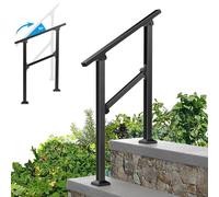FOYUEE Wrought Iron Handrails for Outdoor Steps - Exterior Hand Rails for Concrete Steps Outside Metal Stair Railing Porch 2 Step