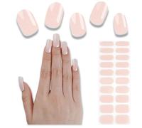 Foyute Semi Cured Gel Nail Strips, 20 Pcs Soft Self-Adhesive Gel Nail Polish Wraps Sticker for Salon-Quality Manicure Set,Long Lasting,Easy to Apply & Remove, Nail File & Wooden Stick (Pearl Orange)