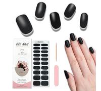 Foyute Semi Cured Gel Nail Strips, 20 Pcs Soft Self-Adhesive Gel Nail Polish Wraps Sticker for Salon-Quality Manicure Set,Long Lasting,Easy to Apply & Remove, Nail File & Wooden Stick