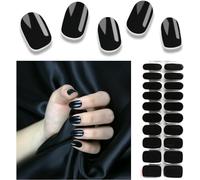 Foyute Semi Cured Gel Nail Strips, 20 Pcs Soft Self-Adhesive Gel Nail Polish Wraps Sticker for Salon-Quality Manicure Set,Long Lasting,Easy to Apply & Remove, Nail File & Wooden Stick