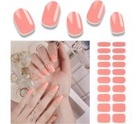 Foyute Semi Cured Gel Nail Strips, 20 Pcs Soft Self-Adhesive Gel Nail Polish Wraps Sticker for Salon-Quality Manicure Set,Long Lasting,Easy to Apply & Remove, Nail File & Wooden Stick