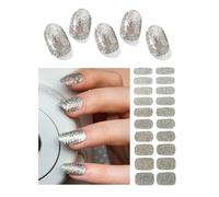 Foyute Semi Cured Gel Nail Strips, 20 Pcs Soft Self-Adhesive Gel Nail Polish Wraps Sticker for Salon-Quality Manicure Set,Long Lasting,Easy to Apply & Remove, Nail File & Wooden Stick