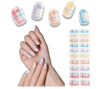 Foyute Semi Cured Gel Nail Strips, 20 Pcs Soft Self-Adhesive Gel Nail Polish Wraps Sticker for Salon-Quality Manicure Set,Long Lasting,Easy to Apply & Remove, Nail File & Wooden Stick
