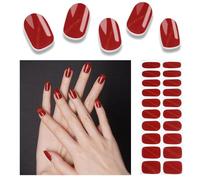 Foyute Semi Cured Gel Nail Strips, 20 Pcs Soft Self-Adhesive Gel Nail Polish Wraps Sticker for Salon-Quality Manicure Set,Long Lasting,Easy to Apply & Remove, Nail File & Wooden Stick