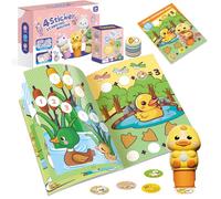Fozcmisw 24 Page Activity Pad Sticker Stamping Machine | 300 Stickers | Art & DIY | Collectible Travel Game Toy for Boys Girls 3 4 5 6 - Duck