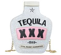 Fozehlad Rahada Women Sequins Crossbody Bag Tequila Bottle Shaped Shoulder Handbags Elegant Clutch Chain Purse for Girls silver Size: One Size