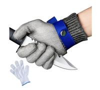 Fozobaiy Cut Resistant Gloves,Food Grade Level 9 Protection Stainless Steel Mesh Metal Wire Glove, Butcher Gloves Safety Work Gloves for Kitchen Oyster Shucking, Meat Fish Cutting (S)